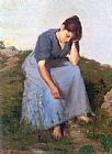 Jules Breton Young Woman in a Field painting